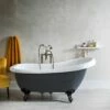 Milano Hest - Stone Grey Traditional Freestanding Slipper Bath With Black Feet - 1710mm X 740mm (No Tap-Holes)
