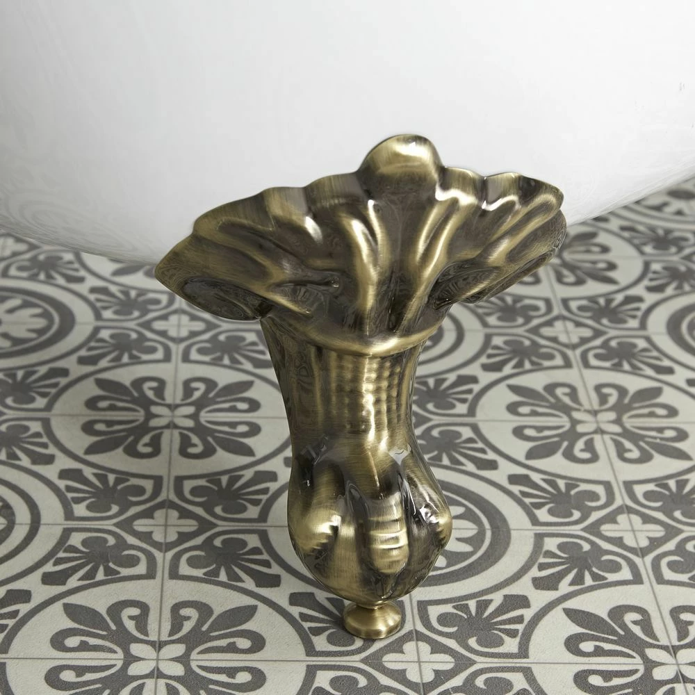 Milano Hest - Stone Grey Traditional Double-Ended Freestanding Bath With Brushed Gold Feet - 1795mm X 785mm (No Tap-Holes) - Image 3