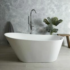 Milano Overton - White Modern Freestanding Slipper Bath - 1500mm X 750mm