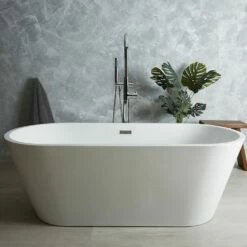 Milano Ballam - White Modern Oval Double-Ended Freestanding Bath - Choice Of Size