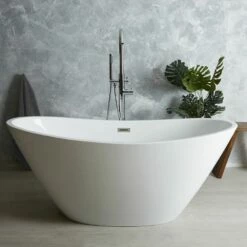 Milano Irwell - White Modern Oval Double-Ended Freestanding Slipper Bath - Choice Of Size
