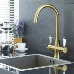 Milano Elizabeth - Traditional 3-in-1 Instant Boiling Hot Water Kitchen Tap - Gold