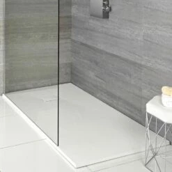 Milano Rasa - Matt White Slate Effect Rectangular Shower Tray - 1700mm X 900mm