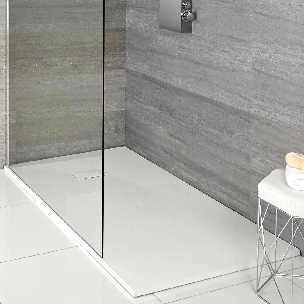 Milano Rasa - Matt White Slate Effect Rectangular Shower Tray - 1800mm X 900mm