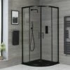 Milano Nero - Black 900mm Quadrant Shower Enclosure With Slate Tray - Choice Of Tray Finish