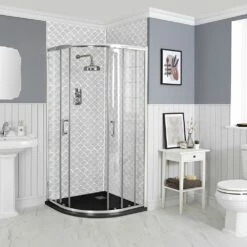 Milano Langley - 900mm Traditional Quadrant Shower Enclosure With Slate Tray - Choice Of Tray Finish