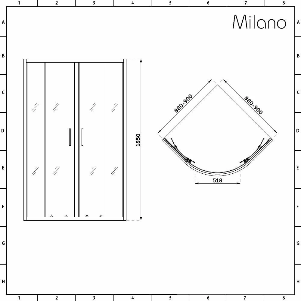 Milano Langley - 900mm Traditional Quadrant Shower Enclosure With Slate Tray - Choice Of Tray Finish - Image 8