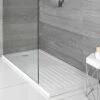 Milano Lithic - Rectangular Walk-in Shower Tray With Drying Area - 1400mm X 900mm