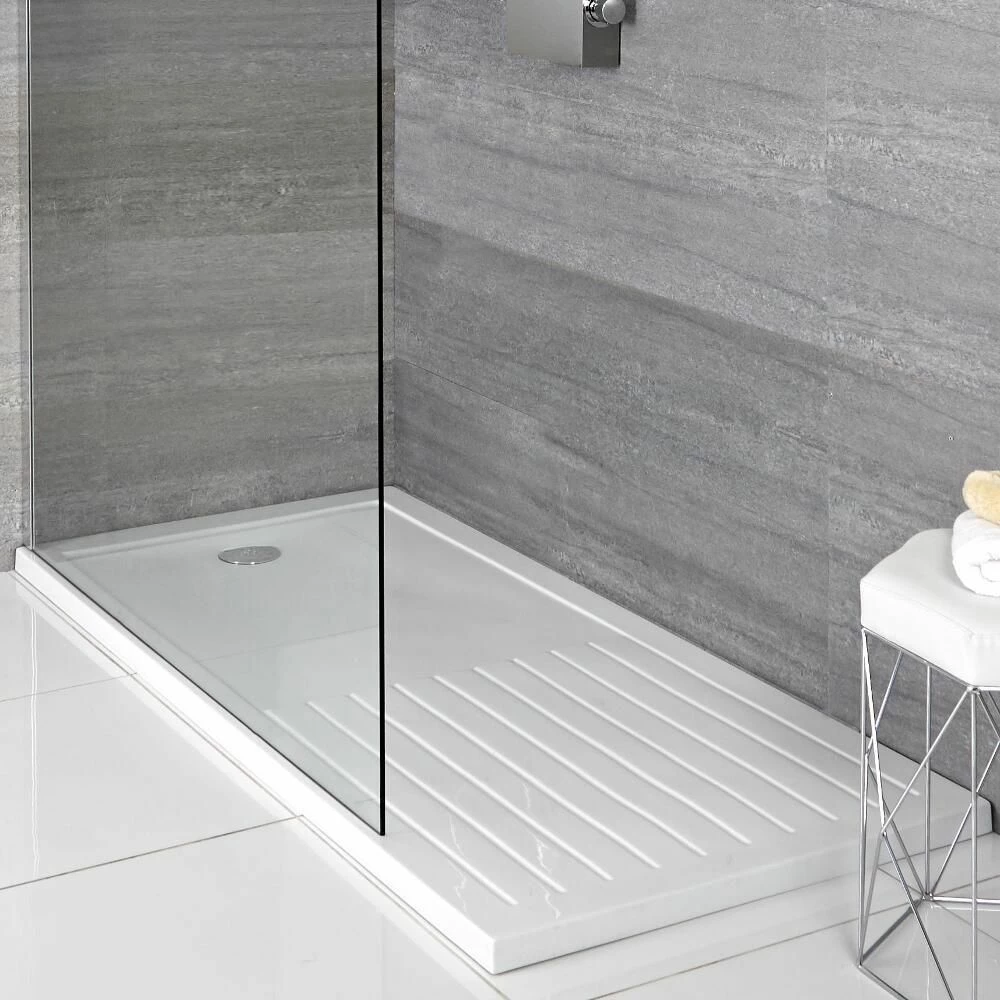 Milano Lithic - Rectangular Walk-in Shower Tray With Drying Area - 1400mm X 900mm