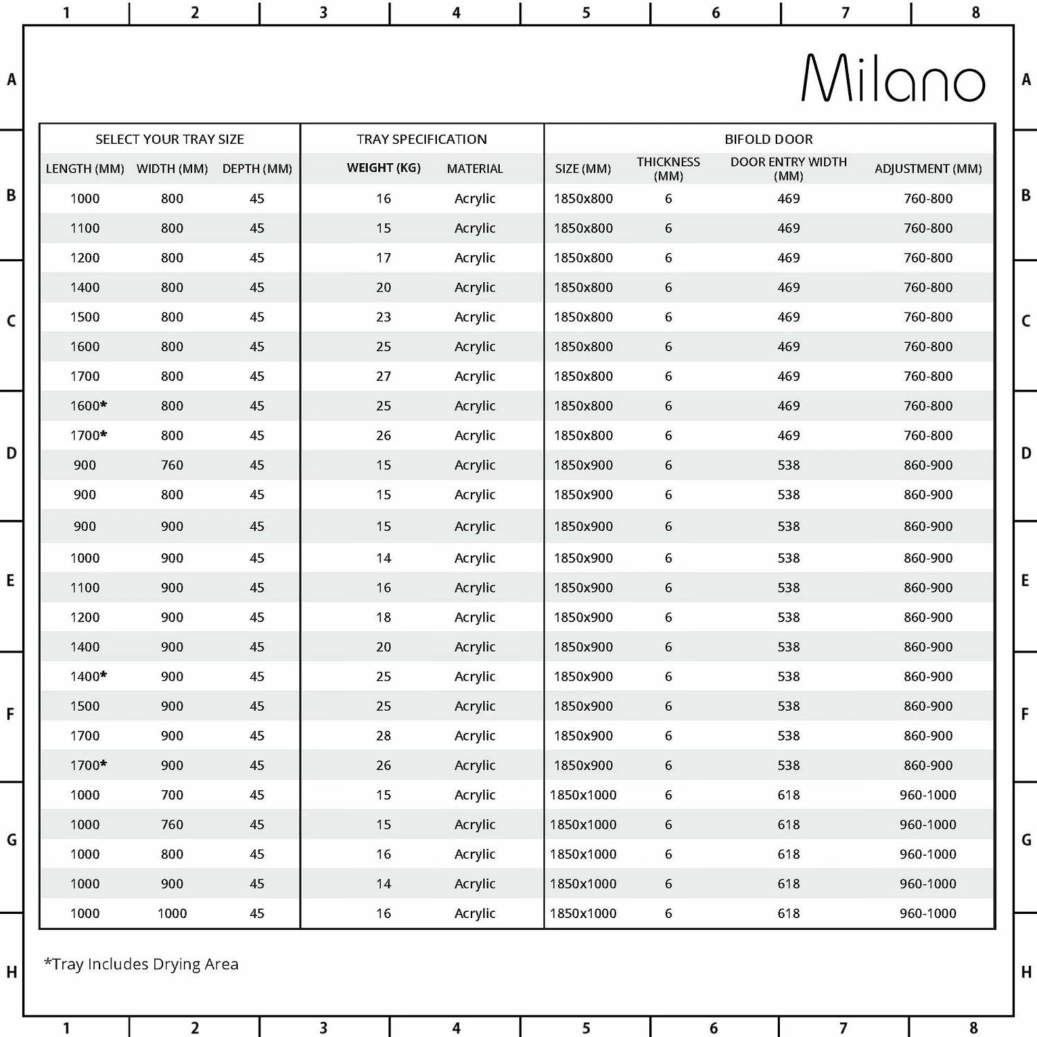 Milano Portland - Bi-Fold Shower Door With Tray - Choice Of Sizes - Image 7