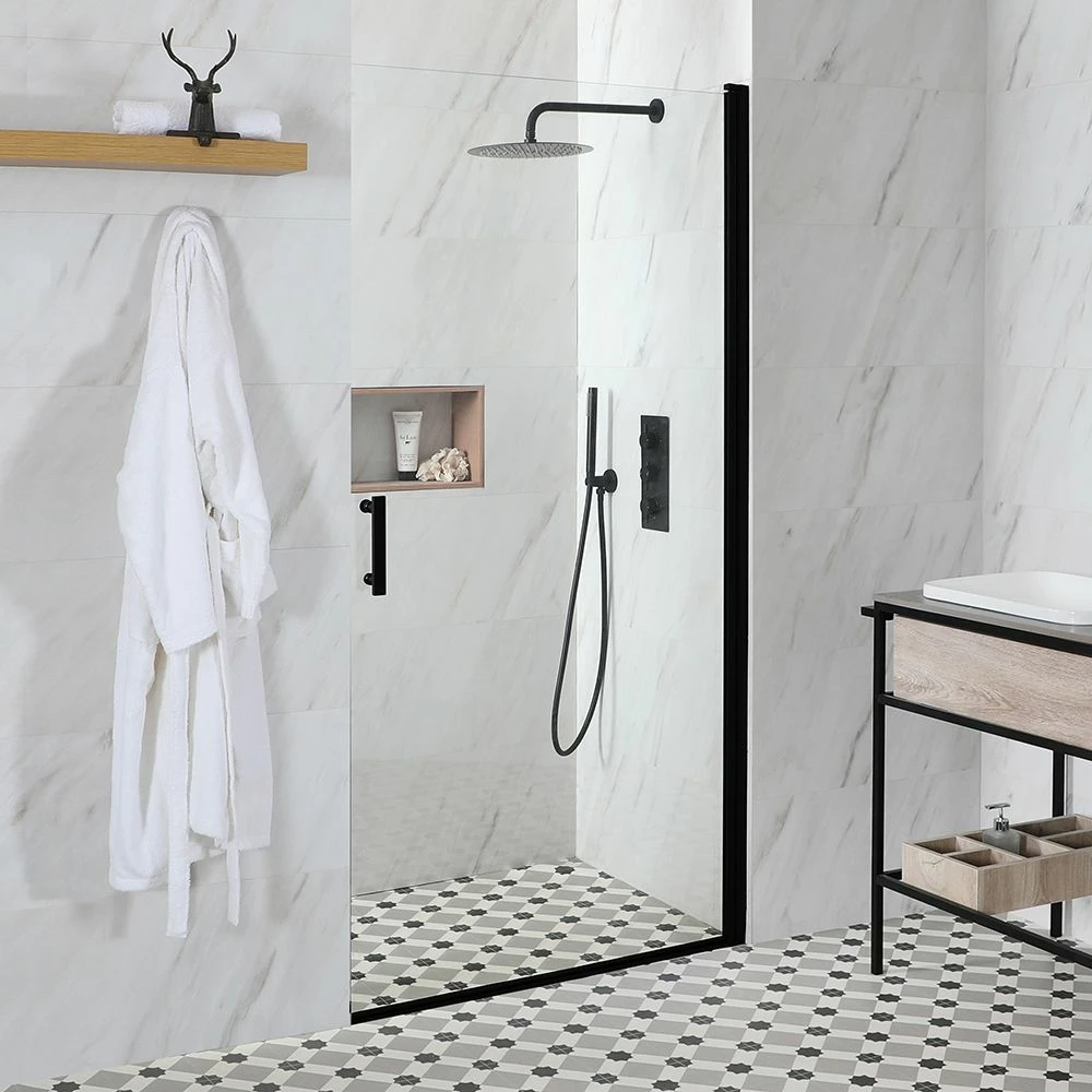 Milano Nero - Black Hinged Single Door Shower Enclosure - Choice Of Sizes - Image 2