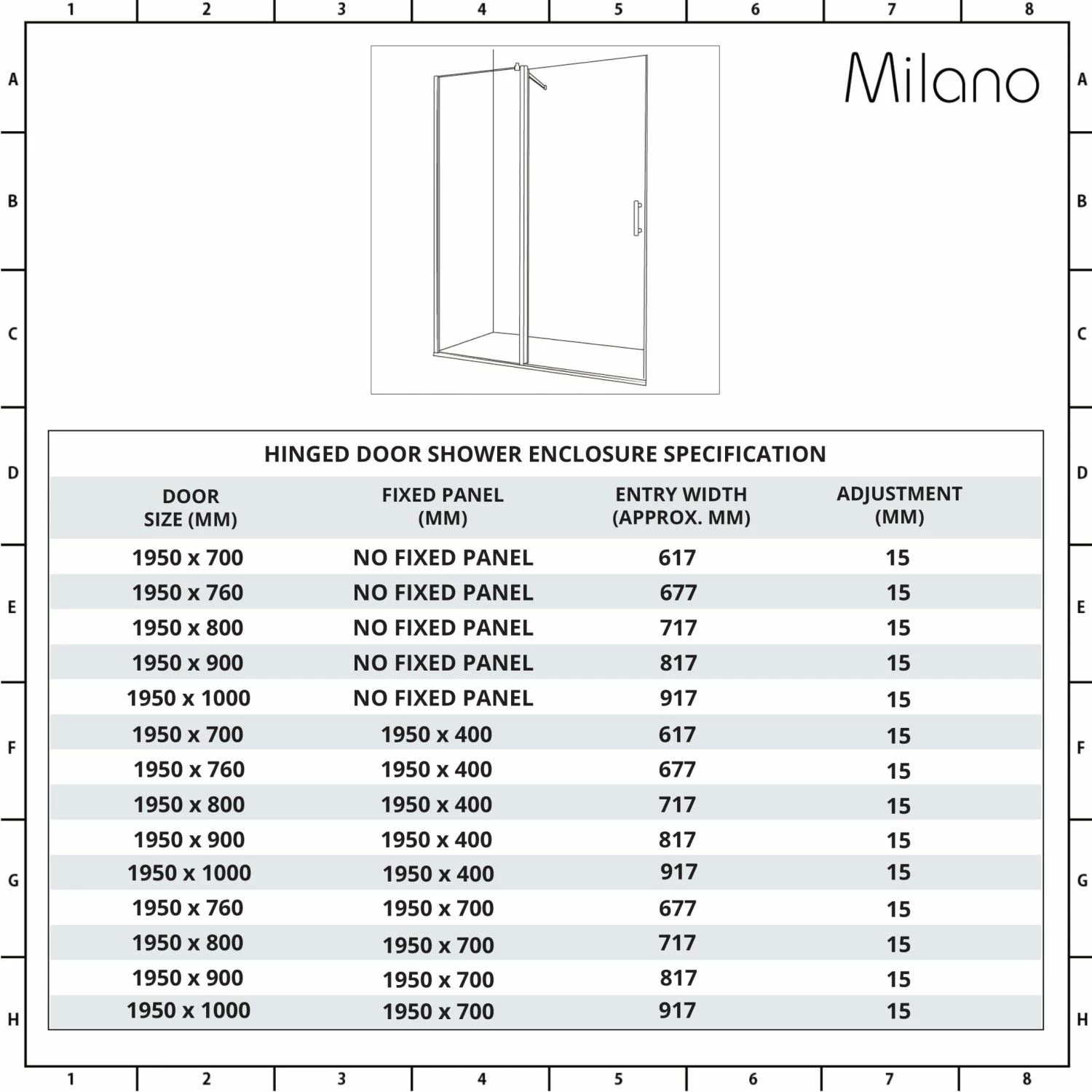 Milano Langley - Traditional Hinged Single Door Shower Enclosure - Choice Of Size - Image 5