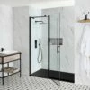 Milano Nero - Black Hinged Shower Door With Slate Tray - Choice Of Sizes