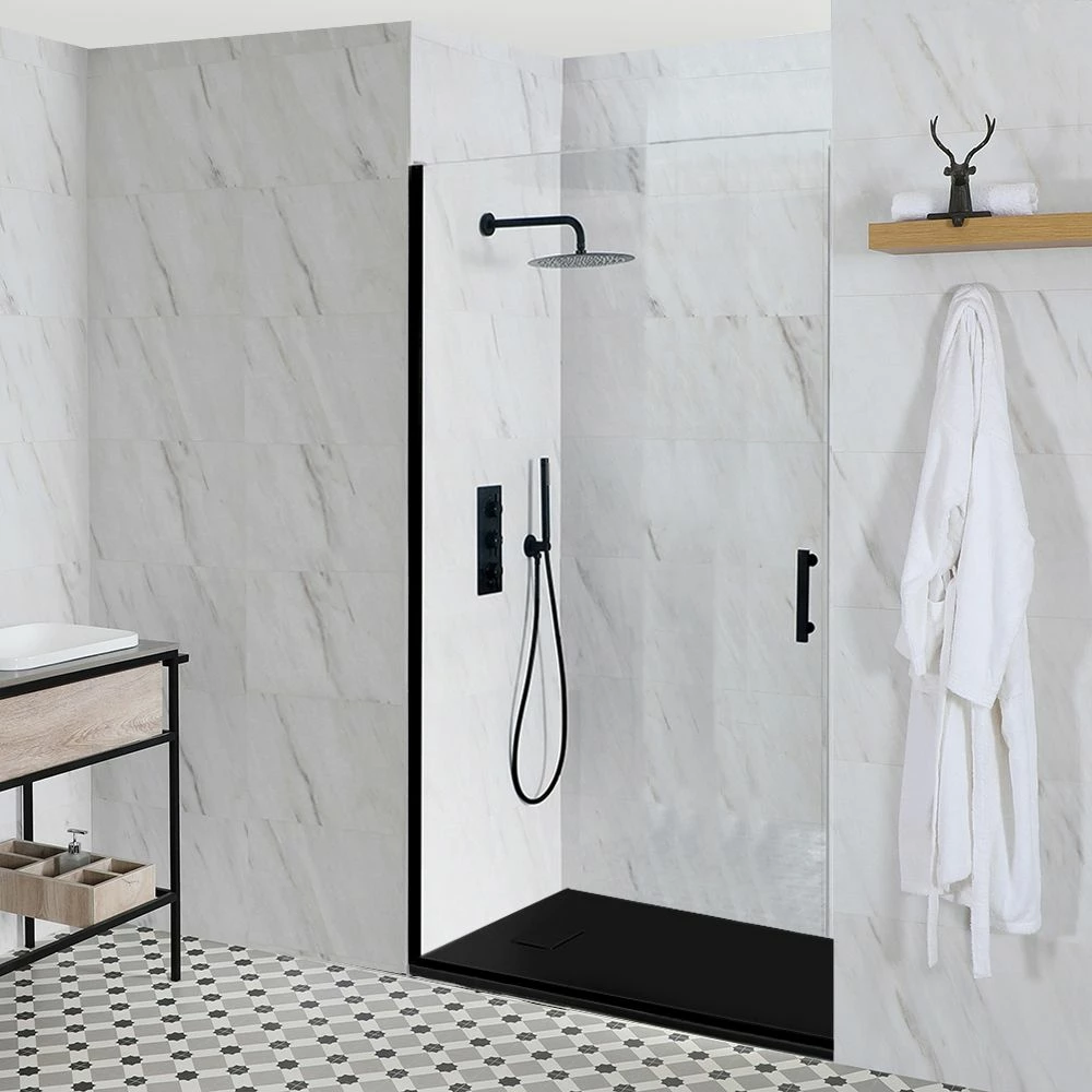 Milano Nero - Black Hinged Shower Door With Slate Tray - Choice Of Sizes - Image 2