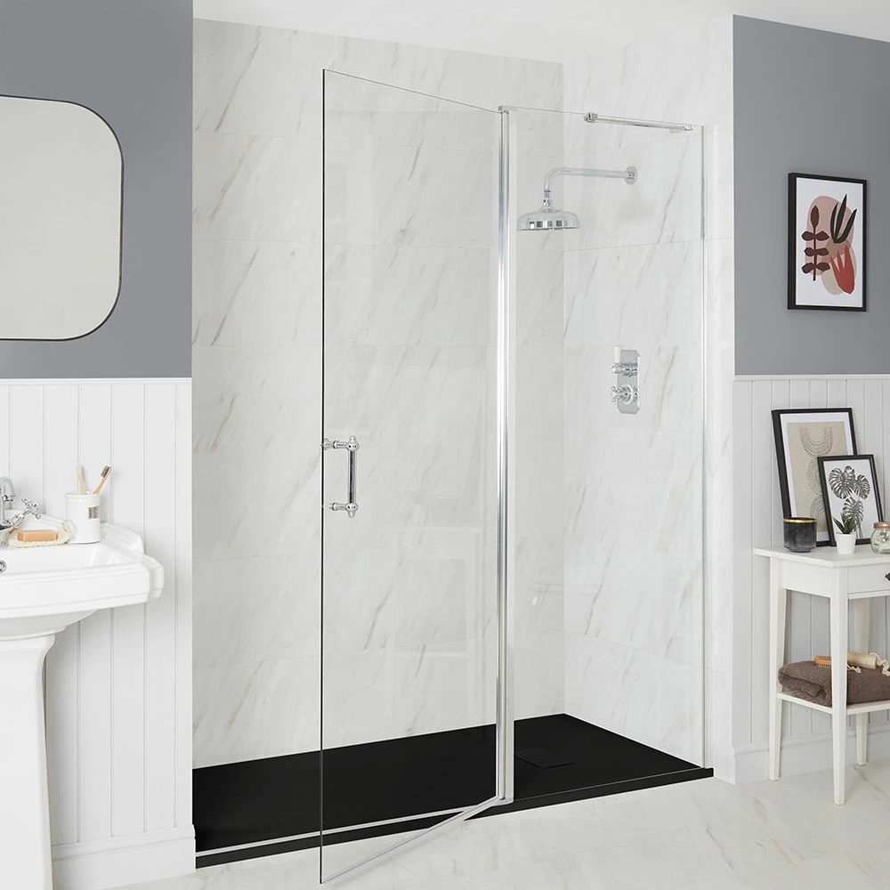 Milano Langley - Traditional Hinged Single Door Shower Enclosure With Slate Tray - Choice Of Size