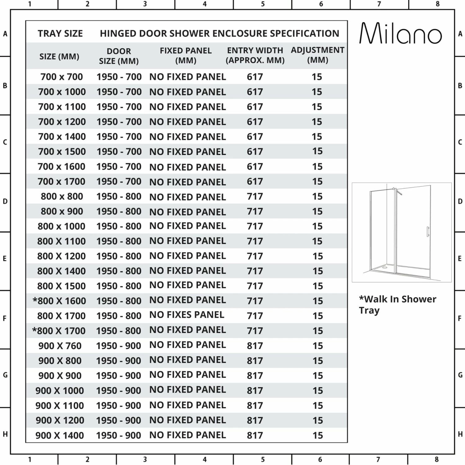 Milano Nero - Black Hinged Shower Door With Tray - Choice Of Sizes - Image 7