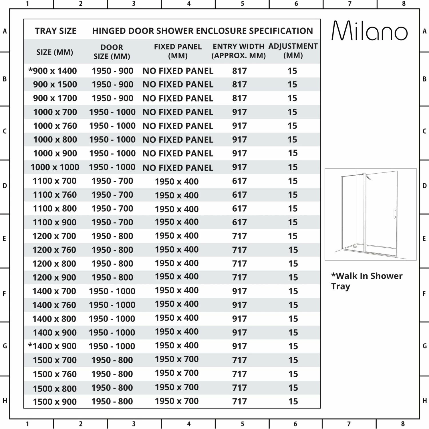 Milano Nero - Black Hinged Shower Door With Tray - Choice Of Sizes - Image 8