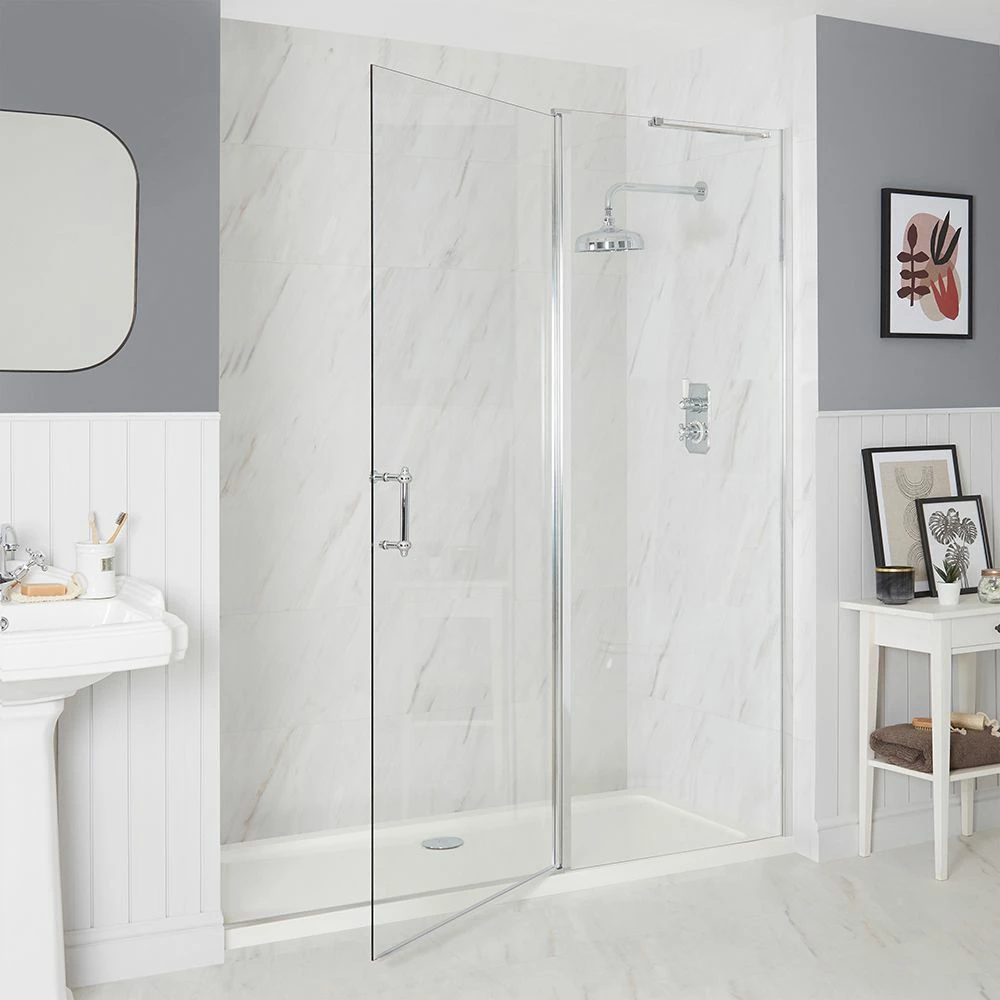 Milano Langley - Traditional Hinged Single Door Shower Enclosure With Tray - Choice Of Size