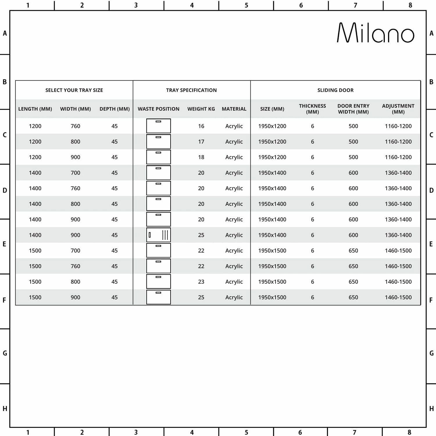 Milano Nero - Black Frameless Sliding Shower Door With Tray - Choice Of Sizes - Image 7