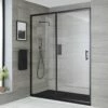 Milano Nero - Black Sliding Shower Door With Slate Tray - Choice Of Sizes