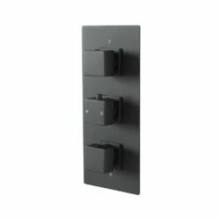 Milano Preto - Modern 2 Outlet Square Triple Thermostatic Shower Valve - Black