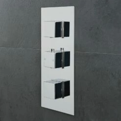 Milano Arvo - Modern 2 Outlet Square Triple Thermostatic Shower Valve - Chrome