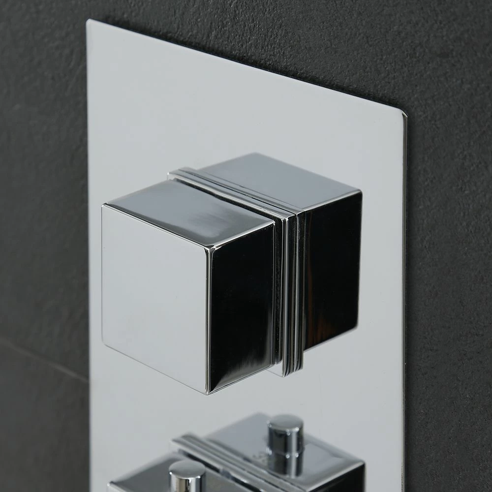 Milano Arvo - Modern 3 Outlet Square Triple Diverter Thermostatic Shower Valve - Chrome - Image 2