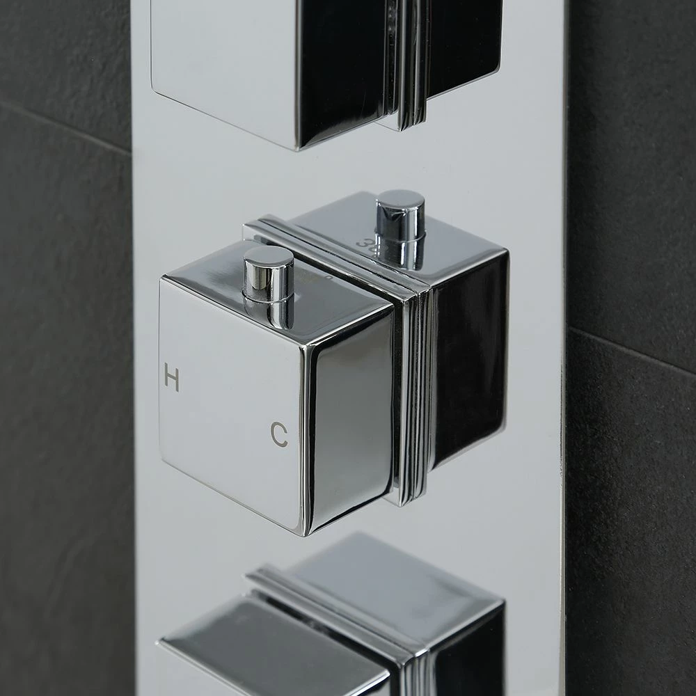 Milano Arvo - Modern 3 Outlet Square Triple Diverter Thermostatic Shower Valve - Chrome - Image 3