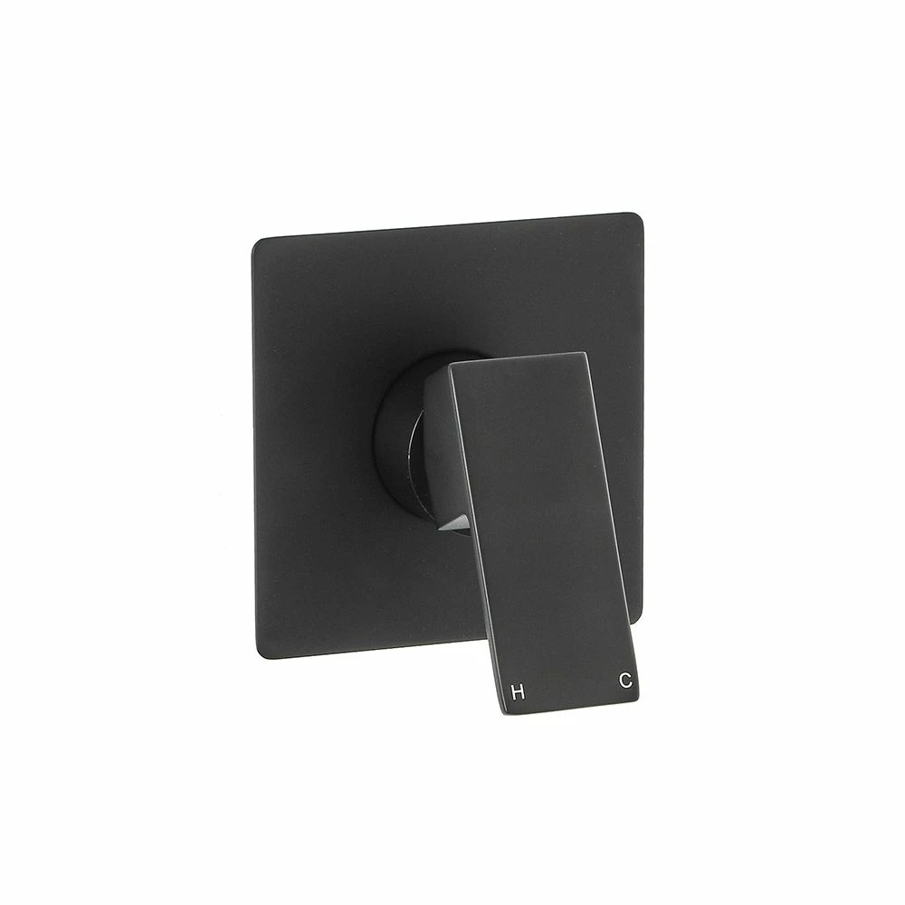 Milano Preto - Modern Square Manual Shower Valve - One Outlet - Black - Image 2