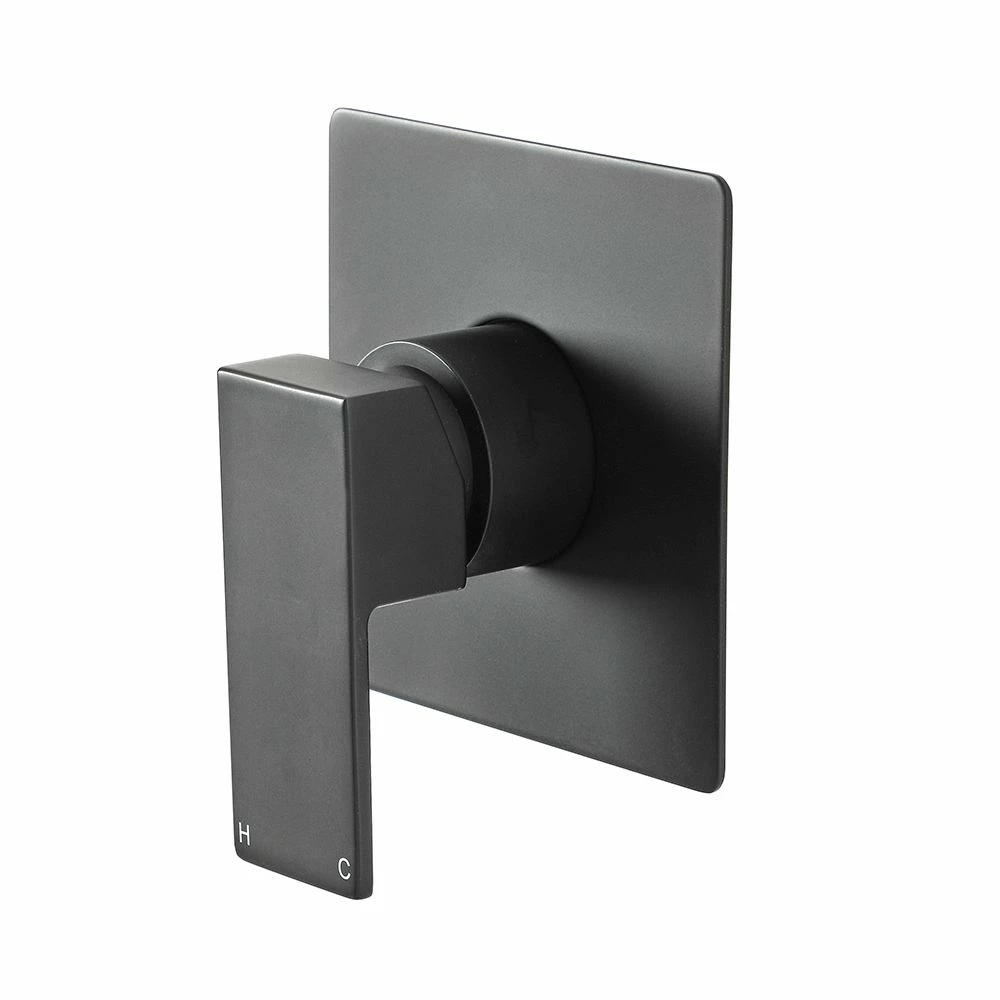 Milano Preto - Modern Square Manual Shower Valve - One Outlet - Black - Image 3