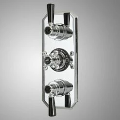 Milano Elizabeth - Traditional Concealed Thermostatic Triple Shower Valve - Chrome And Black