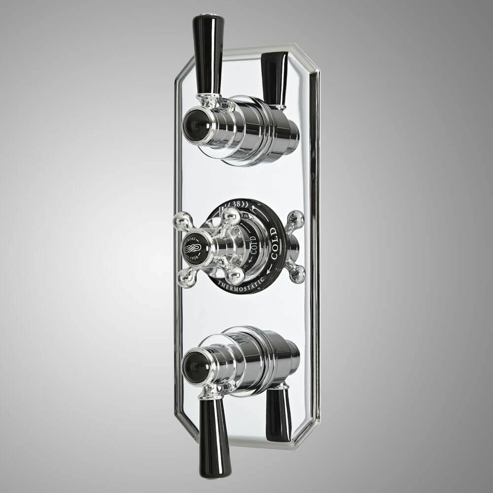 Milano Elizabeth - Traditional Concealed Thermostatic Triple Diverter Shower Valve - Chrome And Black