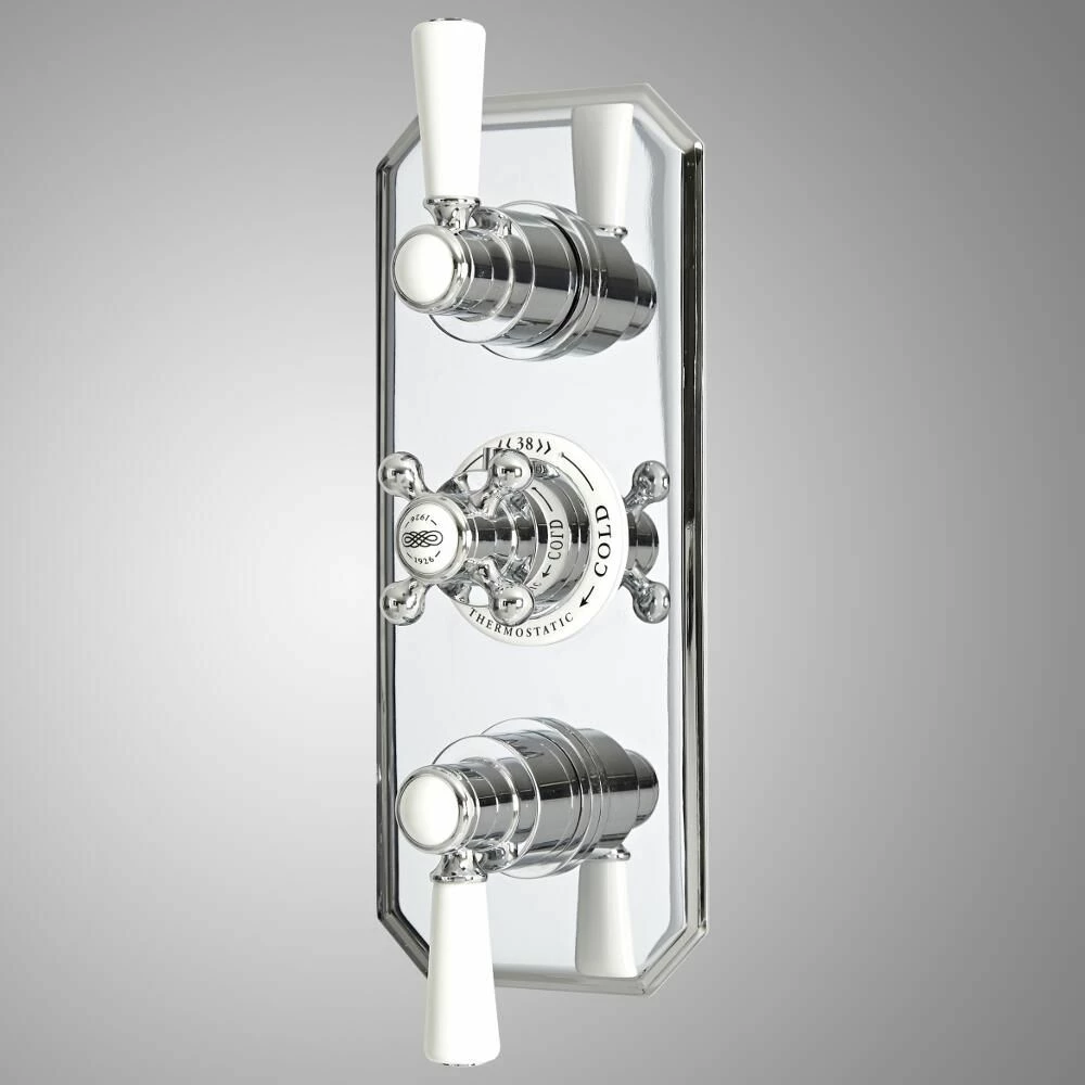 Milano Elizabeth - Traditional Concealed Thermostatic Triple Shower Valve - Chrome And White
