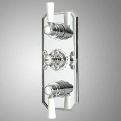 Milano Elizabeth - Traditional Concealed Thermostatic Triple Diverter Shower Valve - Chrome And White