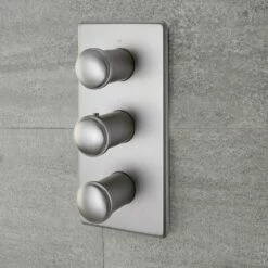 Milano Ashurst - Modern 3 Outlet Triple Diverter Thermostatic Shower Valve - Brushed Nickel