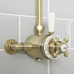 Milano Elizabeth - Traditional Dual Control Exposed Thermostatic Shower Valve - Brushed Gold