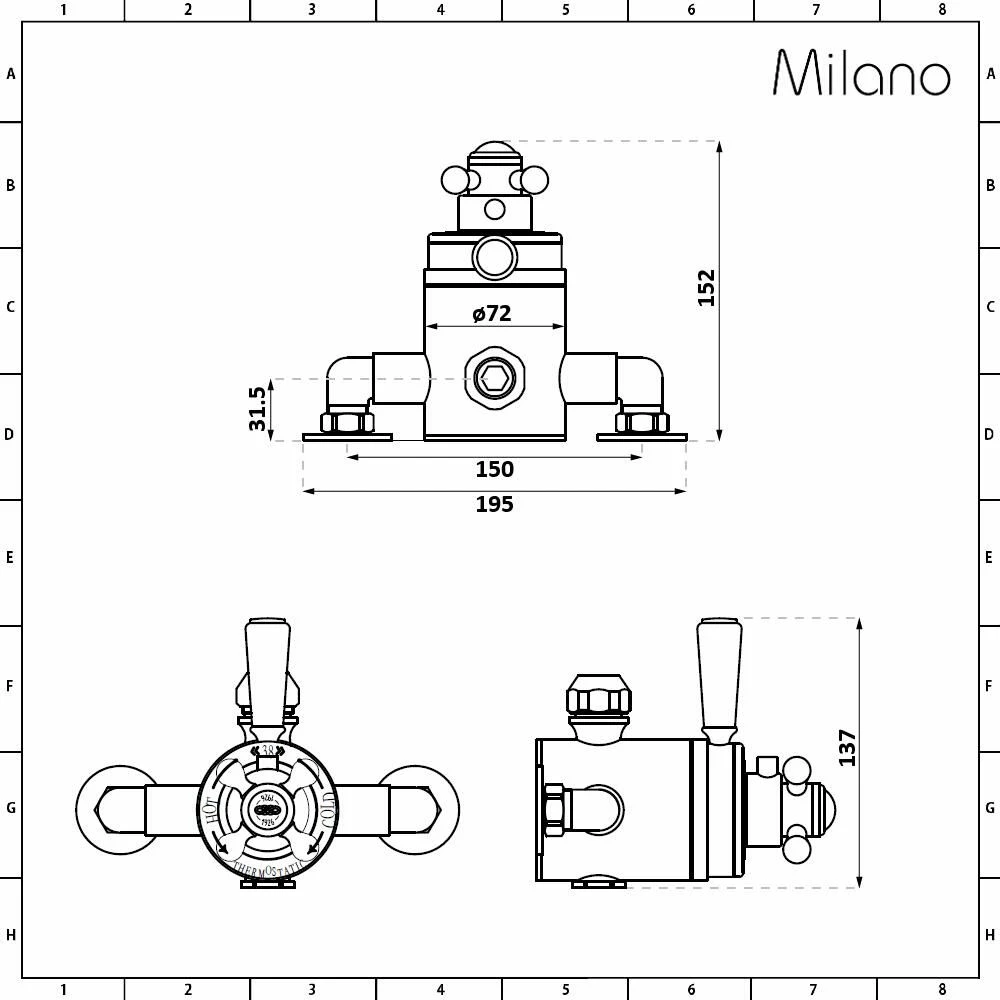 Milano Elizabeth - Traditional Dual Control Exposed Thermostatic Shower Valve - Brushed Gold - Image 3