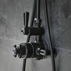 Milano Elizabeth - Traditional Twin Exposed Thermostatic Shower Valve - Black