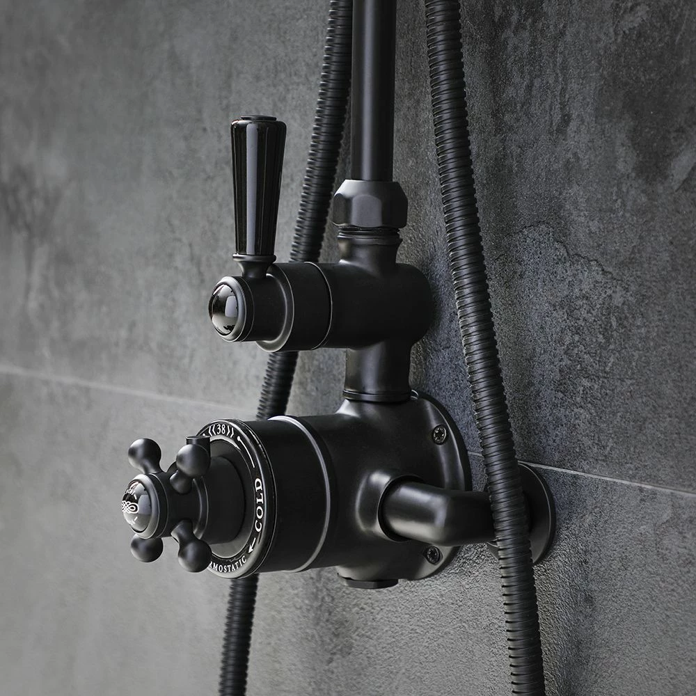 Milano Elizabeth - Traditional Twin Exposed Thermostatic Shower Valve - Black