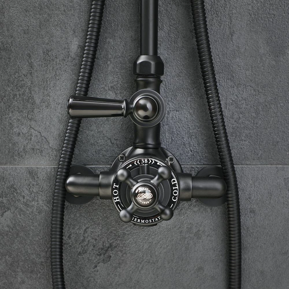 Milano Elizabeth - Traditional Twin Exposed Thermostatic Shower Valve - Black - Image 3
