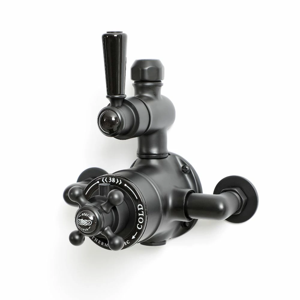 Milano Elizabeth - Traditional Twin Exposed Thermostatic Shower Valve - Black - Image 2