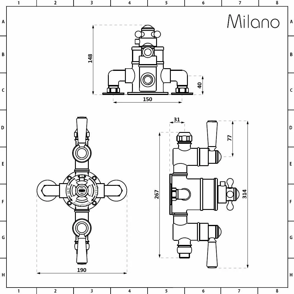 Milano Elizabeth - Traditional Triple Exposed Thermostatic Shower Valve - Oil Rubbed Bronze - Image 4