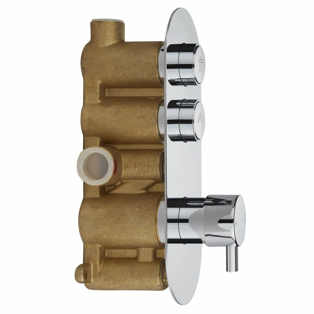 Milano Orta - Modern 2 Outlet Round Push Button Shower Valve - Chrome - Image 3