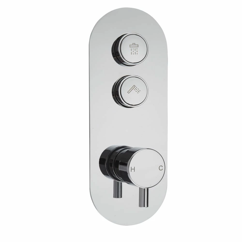 Milano Orta - Modern 2 Outlet Round Push Button Shower Valve - Chrome - Image 2