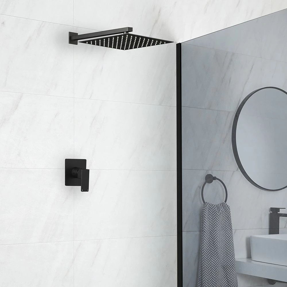 Milano Preto - Modern Square Manual Shower Valve - One Outlet - Black - Image 5