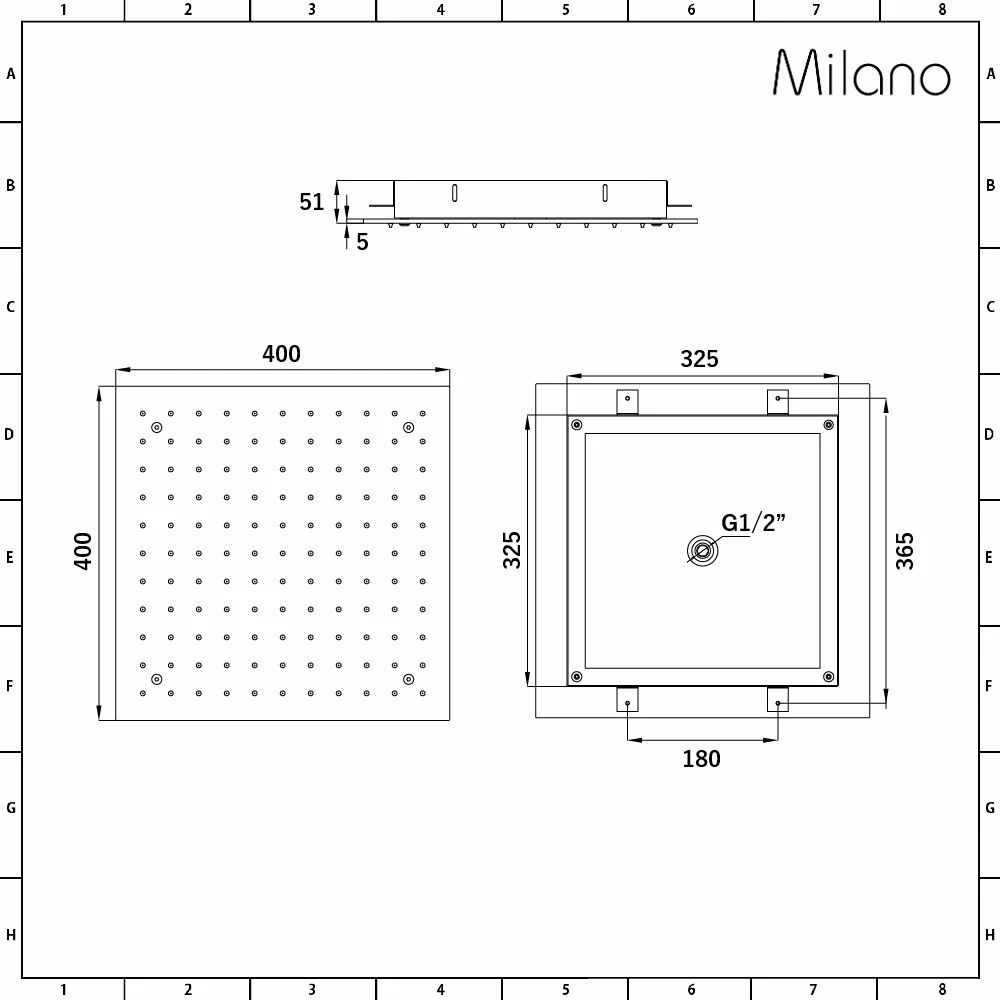 Milano Eris - Modern 400mm Square Ceiling Mounted Recessed Shower Head - Copper - Image 5