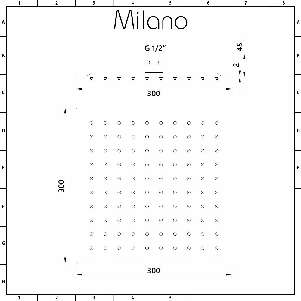 Milano Orno - Square 300mm Shower Head - Gun Metal Grey - Image 4