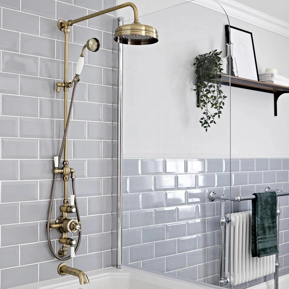 Milano Elizabeth - Traditional Triple Exposed Thermostatic Shower Valve - Brushed Gold - Image 2