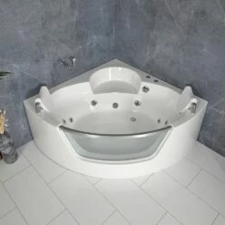 Milano Breeze - Whirlpool Corner Spa Bath - 1400mm X 1400mm - Chrome