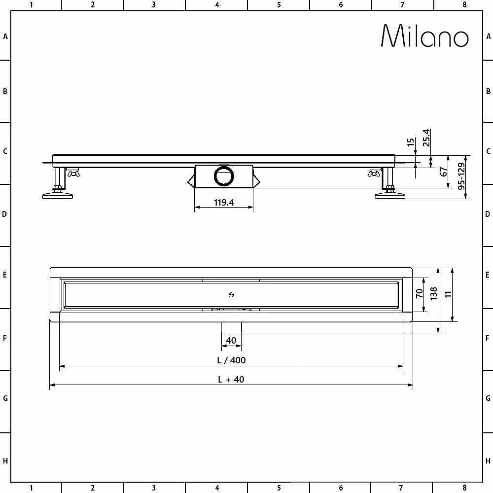 Milano - 400mm Tile Insert Linear Stainless Steel Shower Drain - Image 6